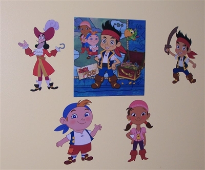 JAKE and the NEVERLAND PIRATES wall stickers MURAL 17 decals parrot Disney 32" 