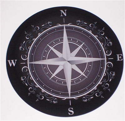 Black / Gray Rose compass Decal